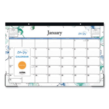 Blue Sky® Lindley Desk Pad, Floral Artwork, 22 X 17, White-multicolor Sheets, Black Binding, Clear Corners, 12-month (jan-dec): 2022 freeshipping - TVN Wholesale